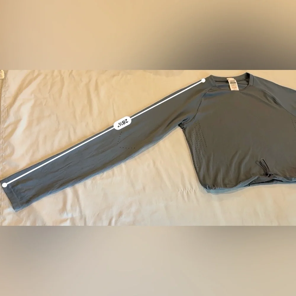 Gymshark Sweat Seamless Long Sleeve Crop Top- Gray - Picture 12 of 12